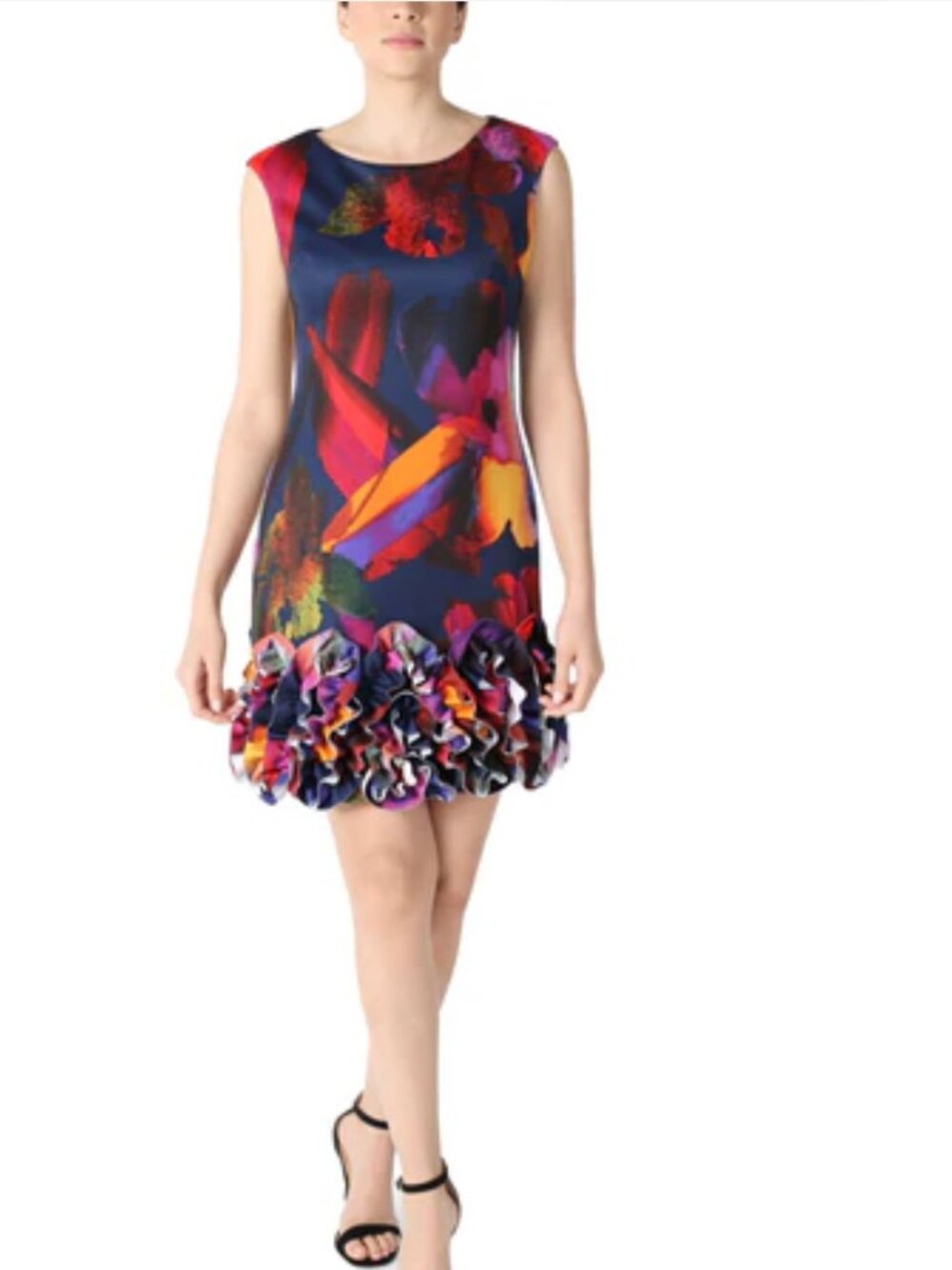 Donna Ricco Cupcake Ruffel Hem, Sleeveless Scuba Dress Size 10